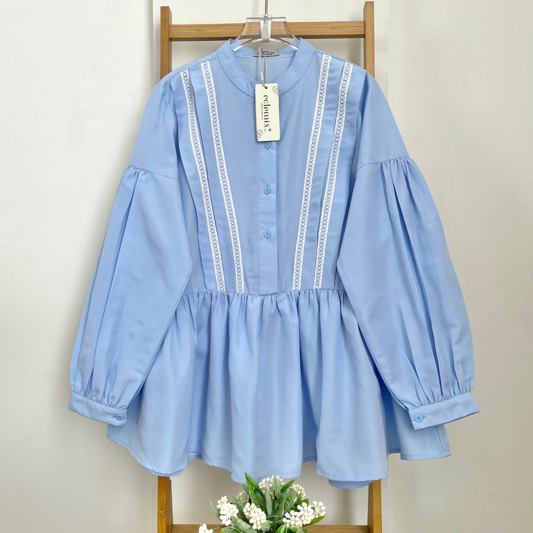 Image of Eclemix Top Lumna | Atasan Wanita Blouse Polos Renda Daily